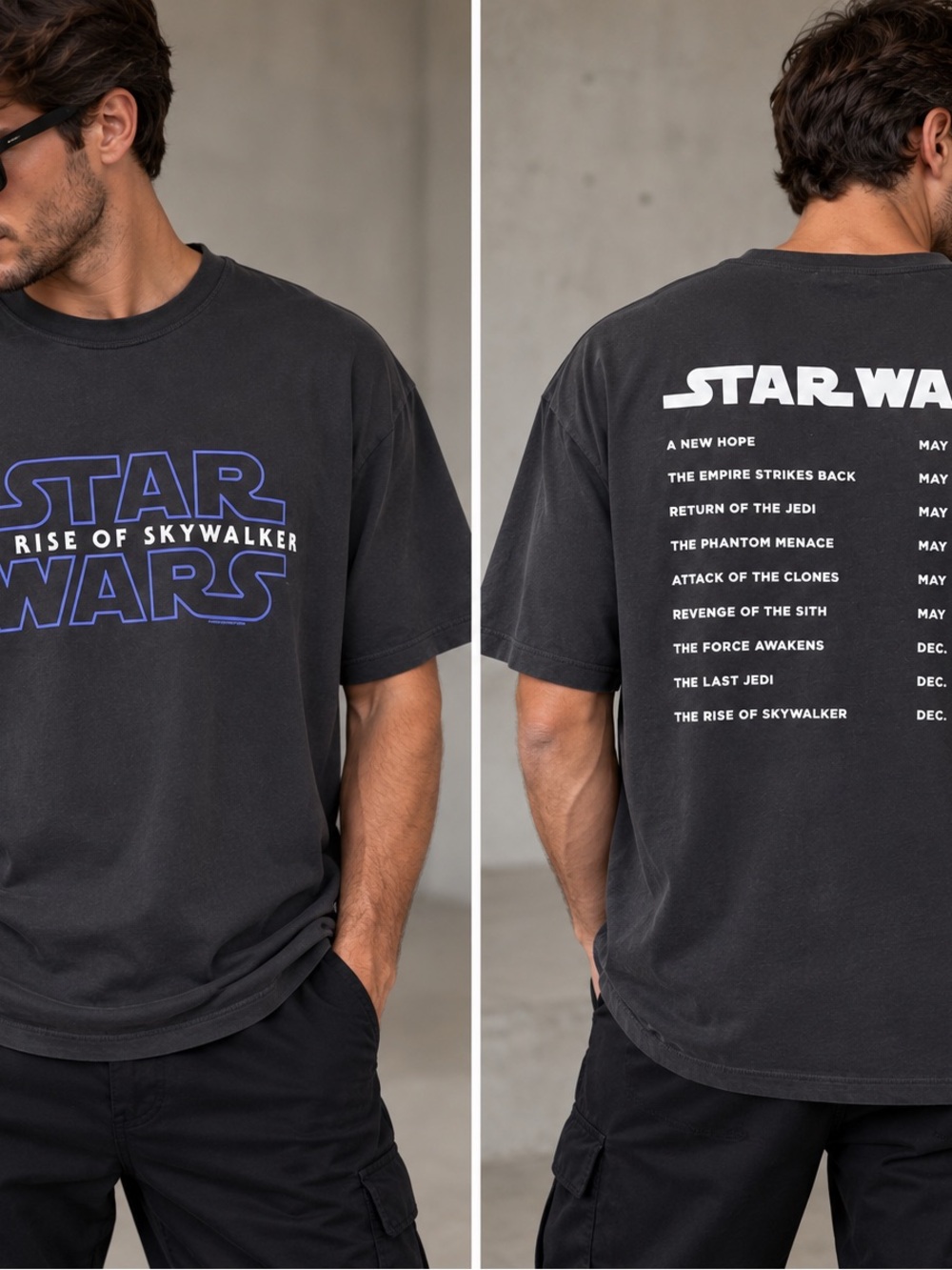 NWT Old Navy Star Wars The Rise of Skywalker Movie List Graphic Tee Black XXL